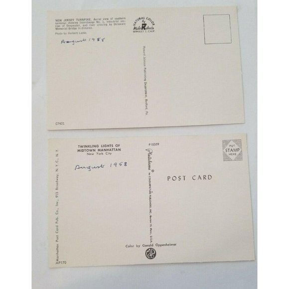 1958 New Jersey Turnpike and Manhattan Skyline Photo Postcards Divided BT967 - Picture 2 of 2
